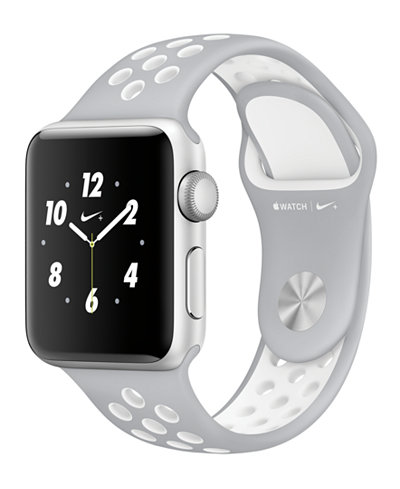 Apple Watch Nike+ 38mm Silver-Tone Aluminum Case with Flat Silver-Tone/White Nike Sport Band
