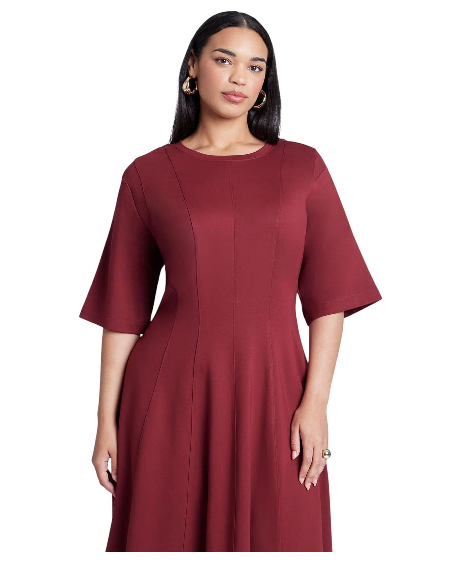 Women's Seam Detail Ponte Workwear Midi Dress