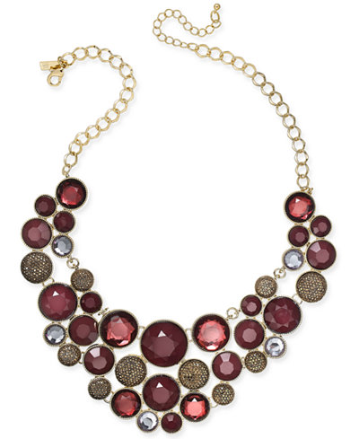 INC International Concepts Gold-Tone Merlot Crystal Bubble Necklace, Only at Macy's