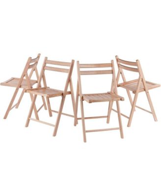 Beech Folding Chair Set - Set of 4 Folding Wood Chairs for Easy Storage