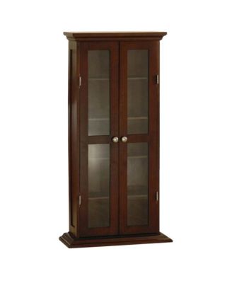 Media Storage Cabinet, Glass Doors, 4 Adjustable Shelves