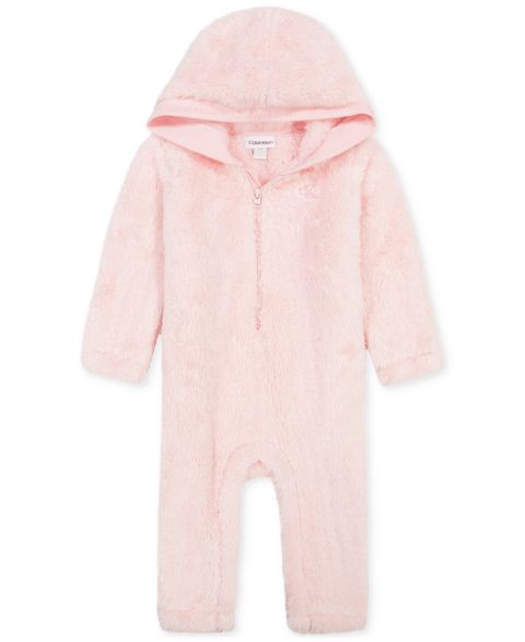 Комбинезон Calvin Klein Hooded Sherpa Long-Sleeve Coveralls для девочек-малышей, цвет: Розовый