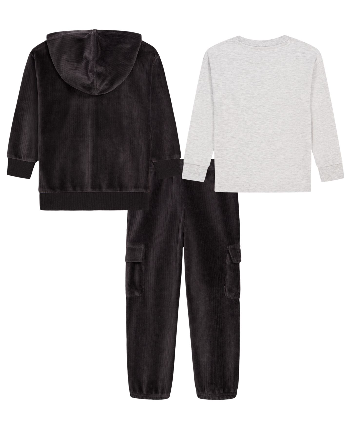 Calvin Klein Boys' 4-7 Long-Sleeve Hooded Zip-Up T-Shirt, Hoodie Jacket and Cargo Joggers, 3-Piece Set — фото 2