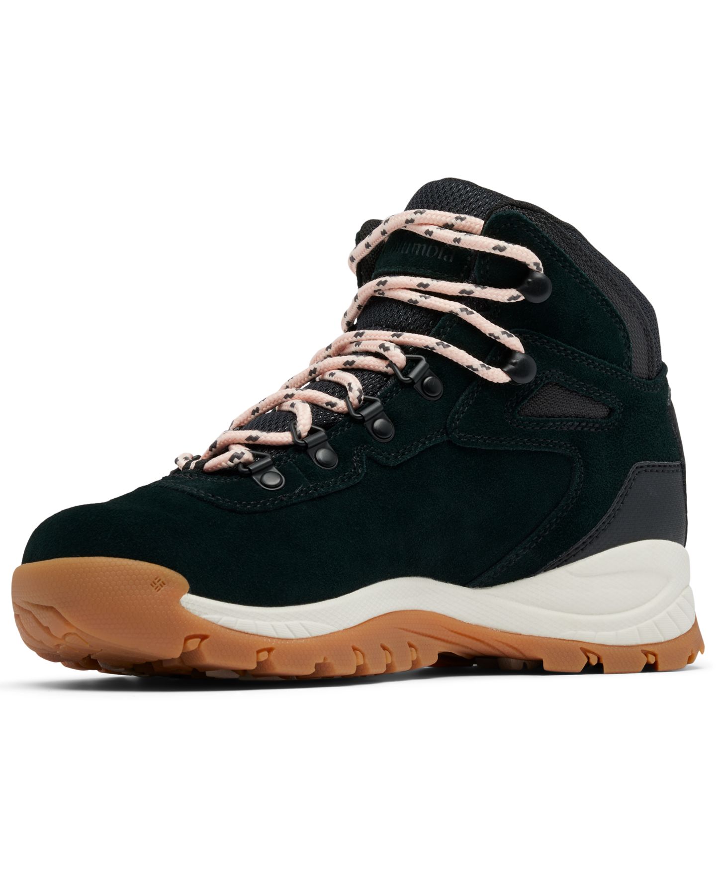 Женские ботинки Columbia Newton Ridge Plus Amped Waterproof Hiking Booties, цвет: Чёрный / Пудровый розовый — фото 9