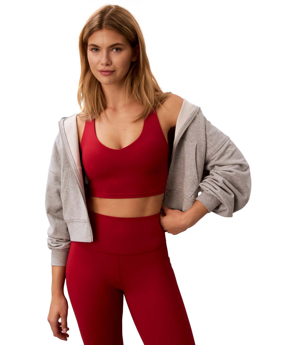 Calvin Klein Performance Women's Soft Sport Crop Scoop Neck Racer Back Tank Top - Rio Red