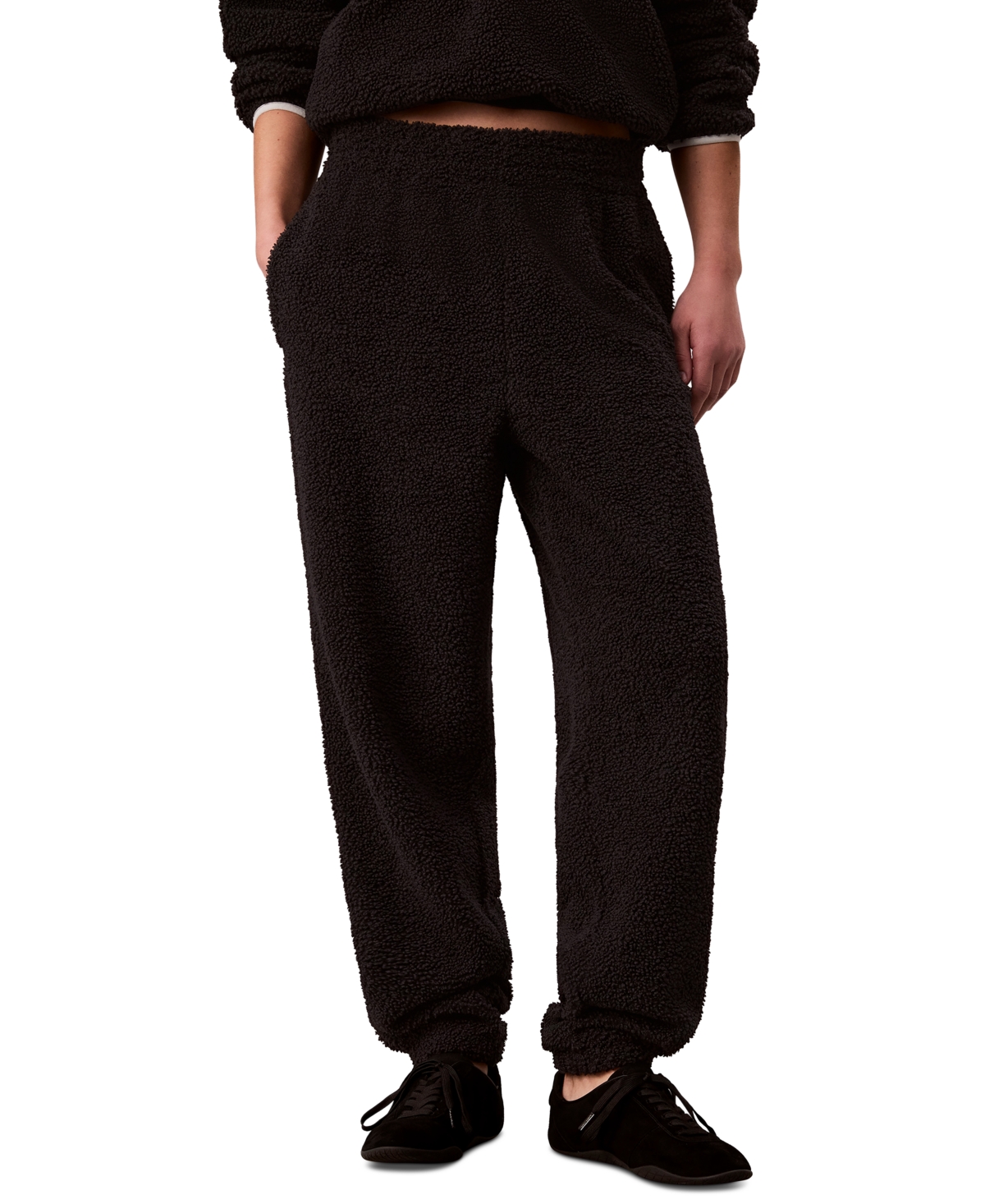 Calvin Klein Performance Women's Sherpa Pull-On Mid-Rise Joggers - Black