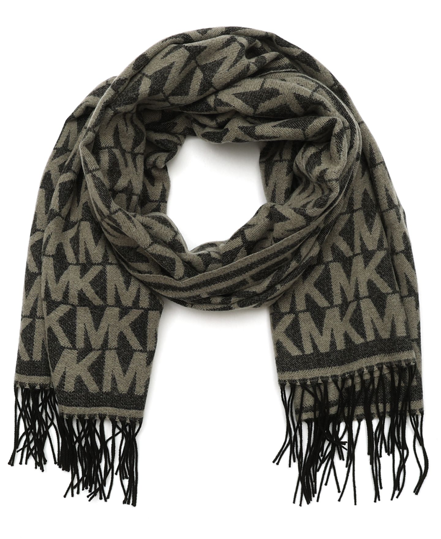Мужской шарф Michael Kors Allover MK Yarn Dye, цвет: Чёрный / Пепельный меланжевый — фото 1