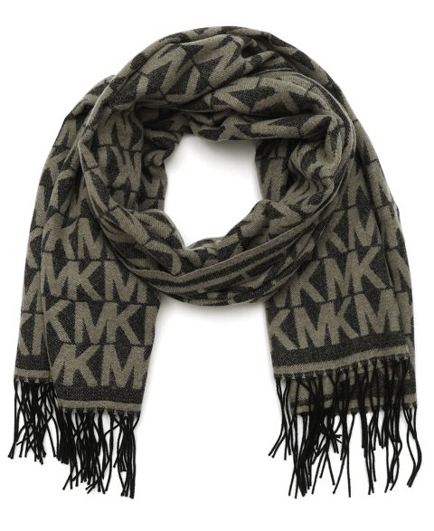 Мужской шарф Michael Kors Allover MK Yarn Dye, цвет: Чёрный / Пепельный меланжевый