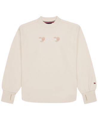 Girls' 4-16 Mock-Neck Drop-Shoulder Ribbed-Thumbhole Cuffs Sweatshirt