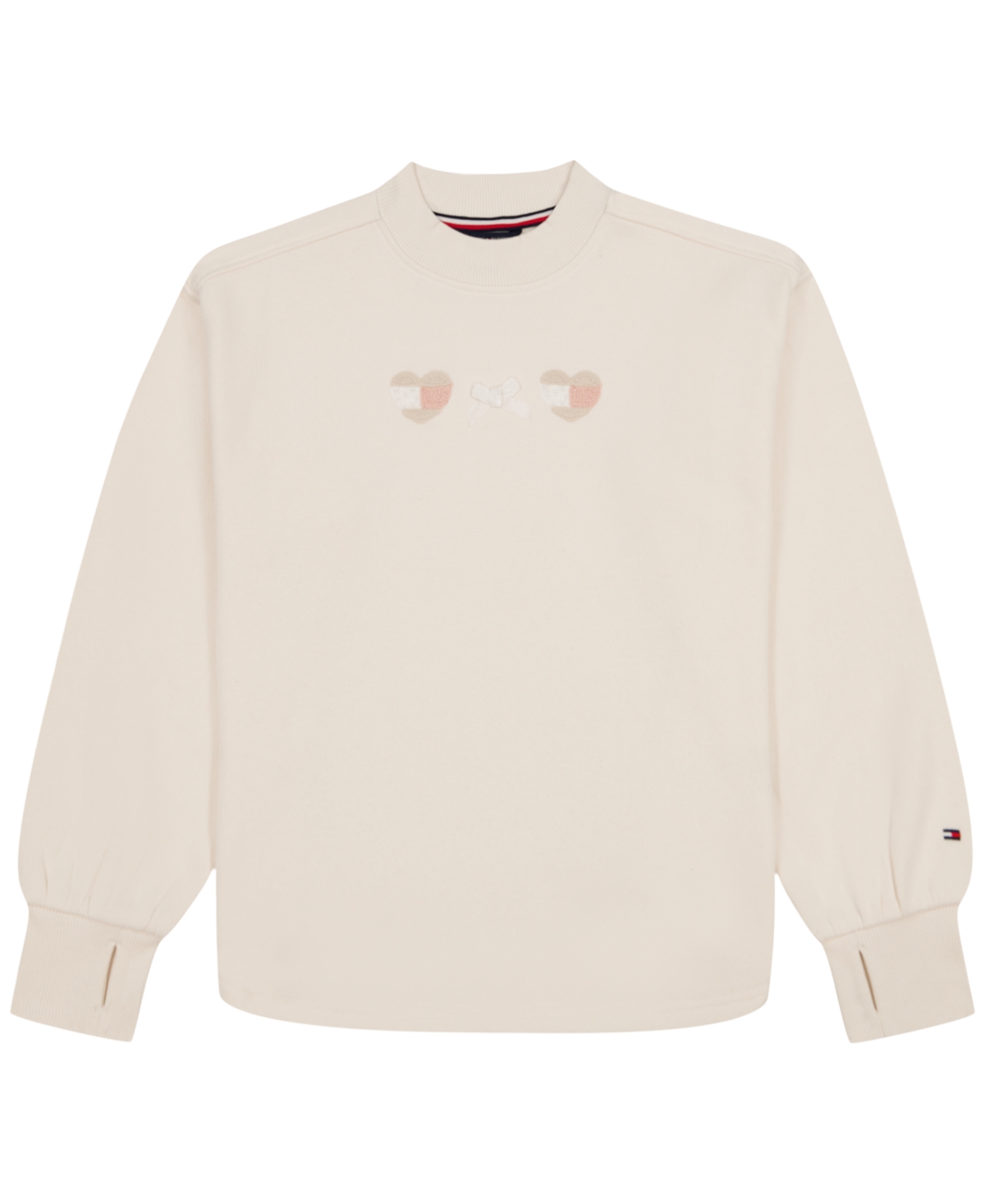 Tommy Hilfiger Girls' 4-16 Mock-Neck Drop-Shoulder Ribbed-Thumbhole Cuffs Sweatshirt