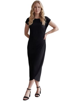 Women's Ruched A-Line Knit Midi Dress