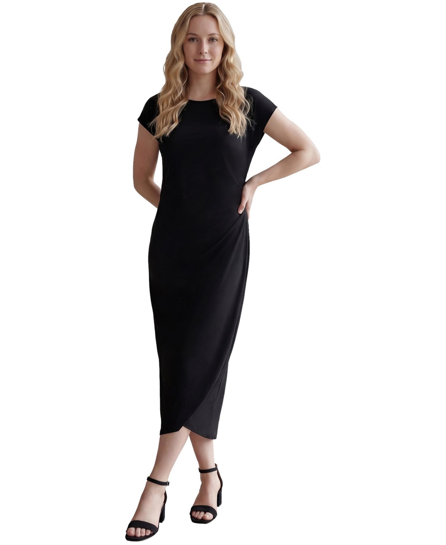 Women's Ruched A-Line Knit Midi Dress