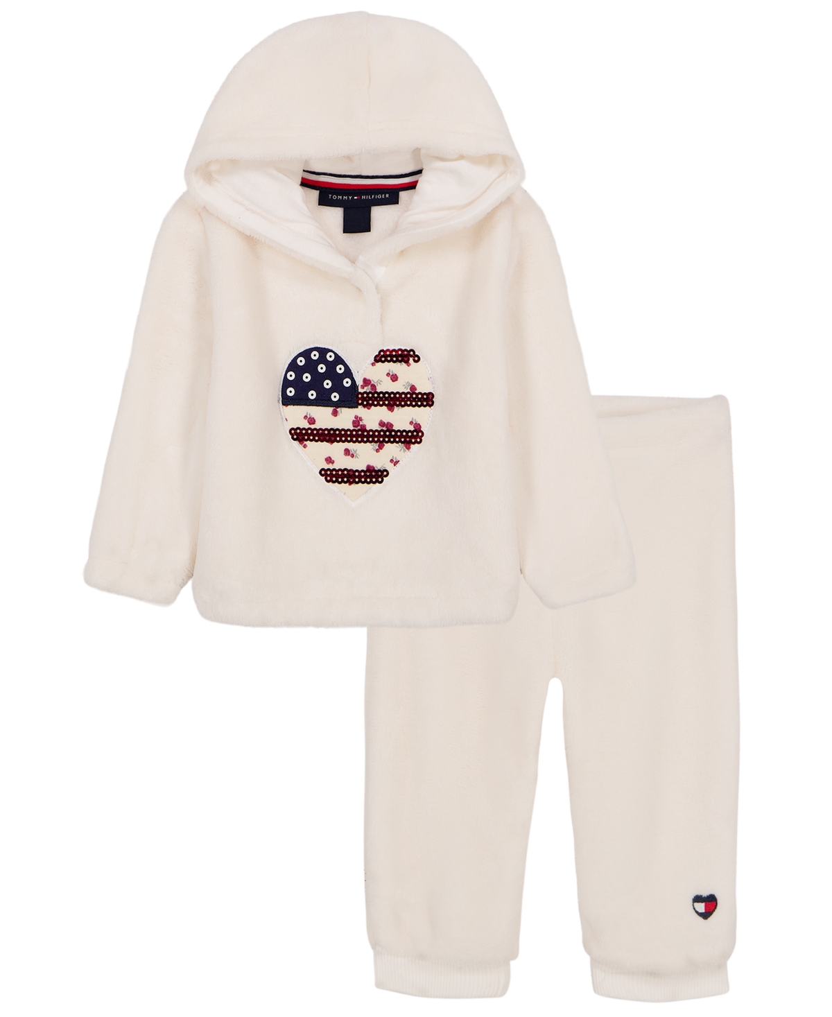 Tommy Hilfiger Baby Girls' Sherpa Hooded Jacket and Joggers, 2-Piece Set