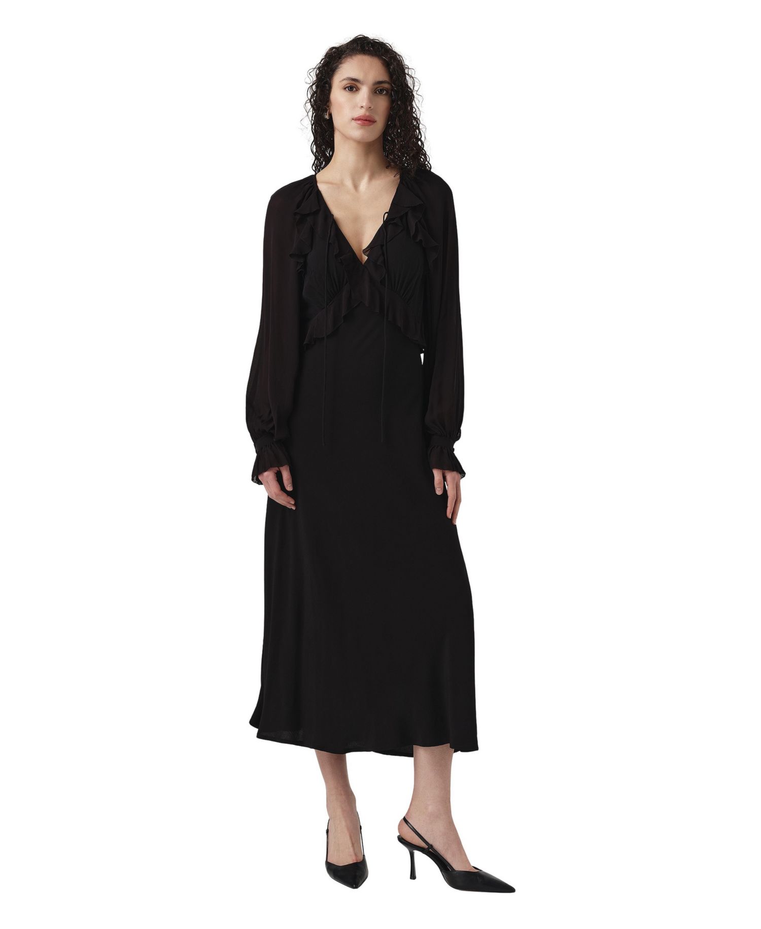 Women's Naomi V-Neck Long-Sleeve Midi Dress