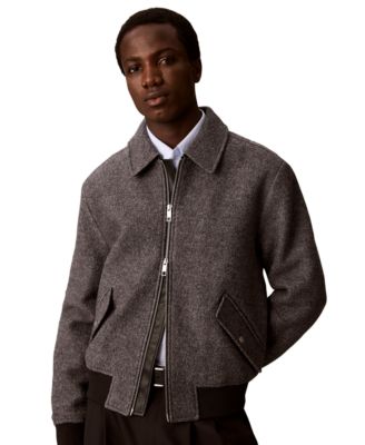 Men's Wool-Blend Boucle Bomber Jacket
