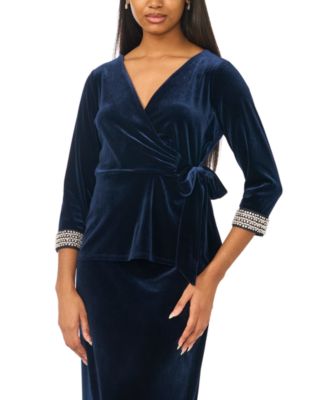 Petite V-Neck 3/4-Sleeve Faux-Wrap Top