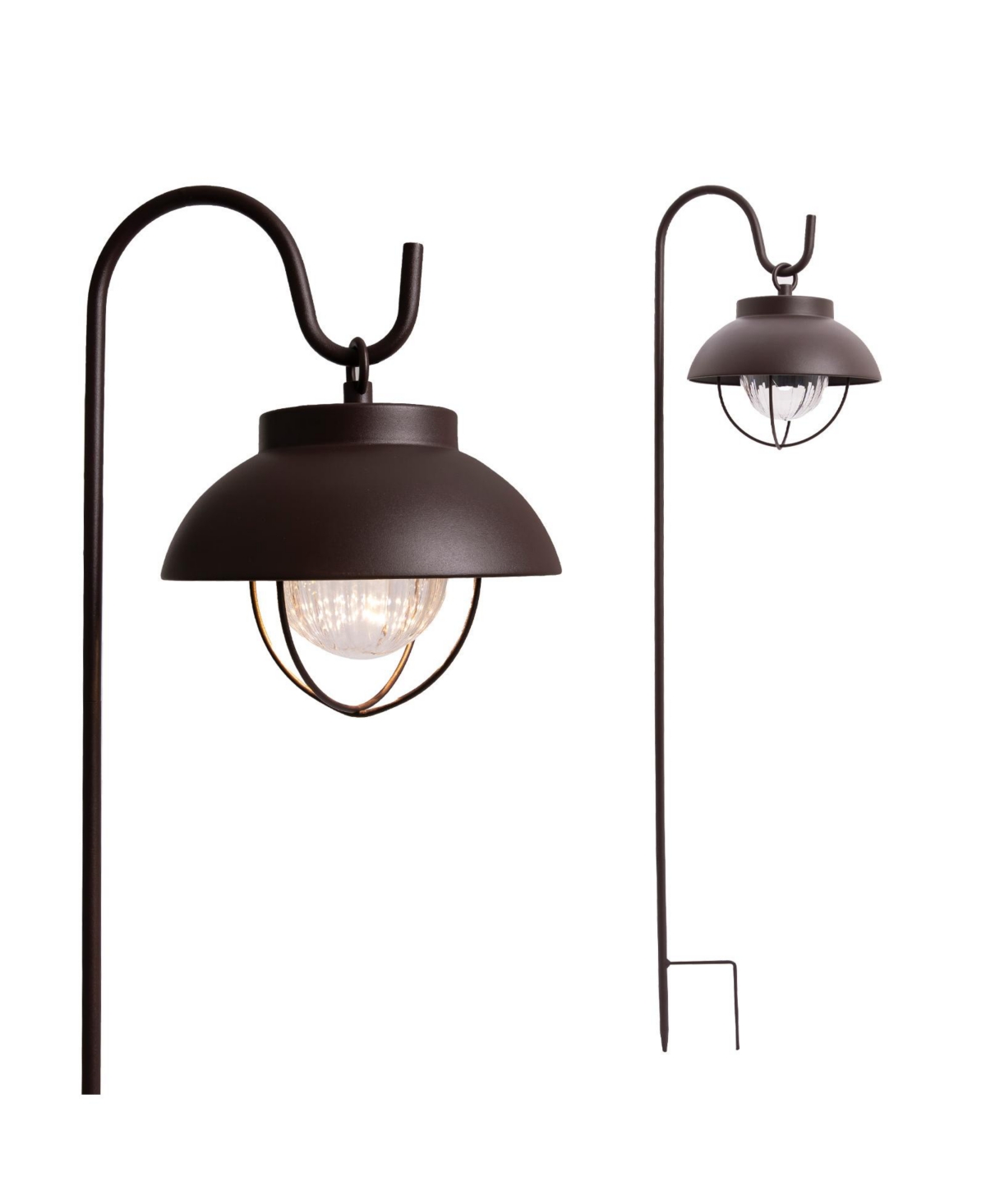 Home Zone Living Secure Solar Hanging Garden Lanterns 2-Pack, Farmhouse Metal with Rotating Light Effect, Dusk-to-Dawn, 3000K Warm White, Bronze