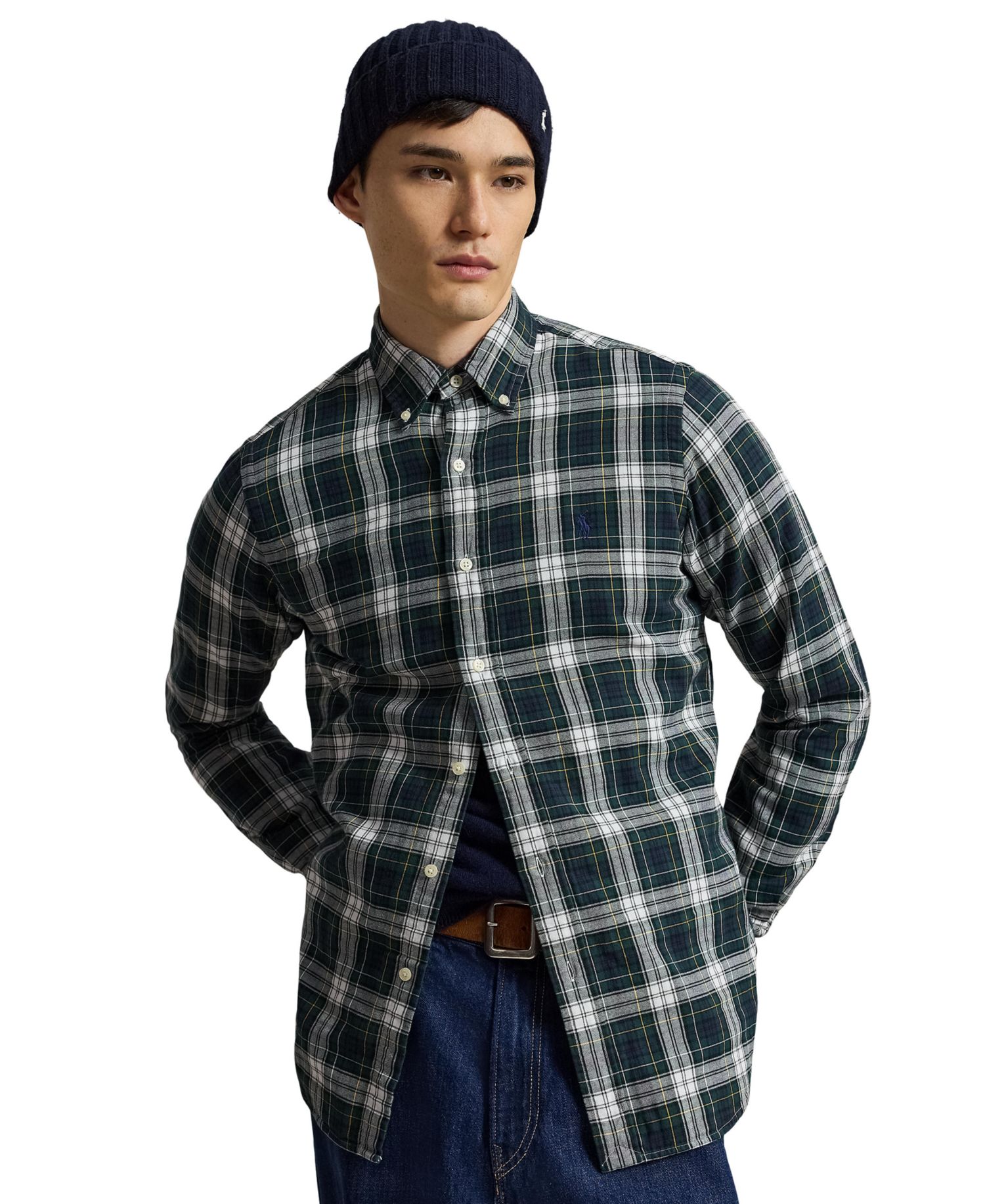 Men's Double-Face Oxford Plaid Classic-Fit Shirt