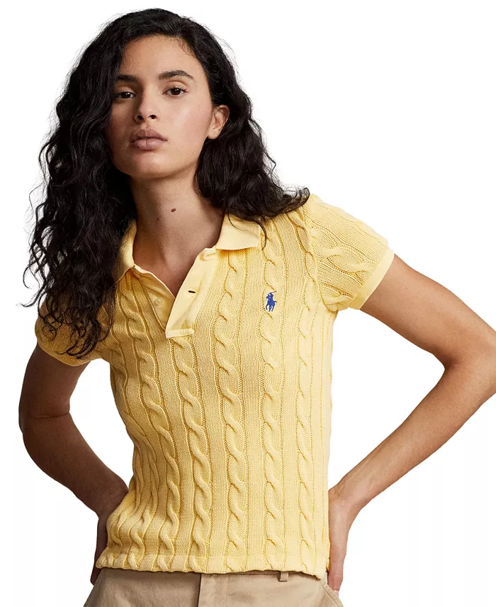 Women's Cable-Knit Polo Shirt - thumbnail 6