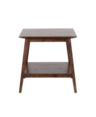 Solid Acacia Wood Mid-Century Modern End Table for Living Room