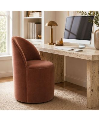 Rolling Swivel Desk Chair with Casters, Velvet Barrel Back Chair, Fully Assembled