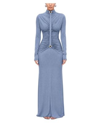 Women's Stone Drape Detailed Wedding Guest Open-Back Maxi Dress