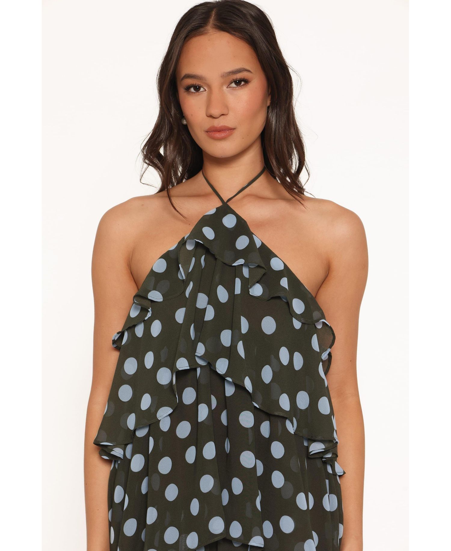 Women's Chasity Halter Tiered-Ruffle Maxi Dress