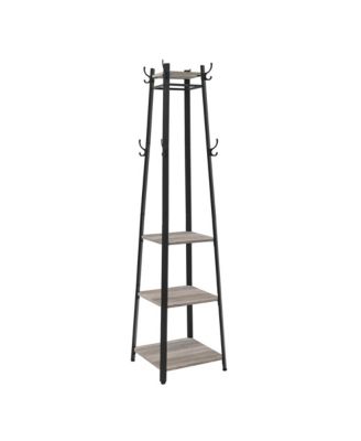 Coat Rack Stand with 3 Shelves for Entryway, Bedroom and Office