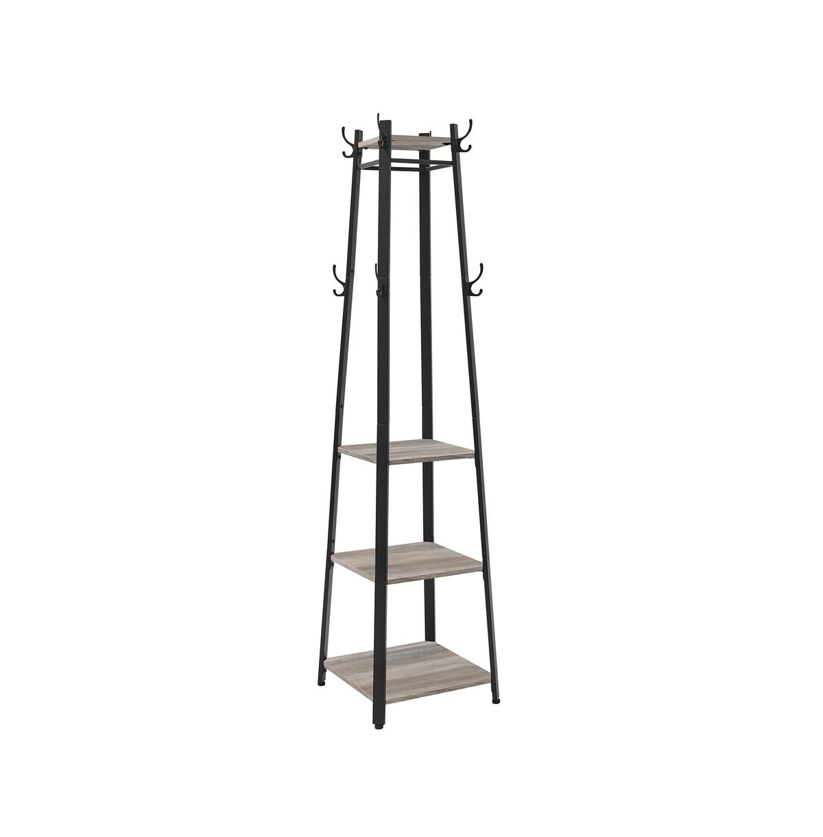 Slickblue Coat Rack Stand with 3 Shelves for Entryway, Bedroom and Office - Greige, Black