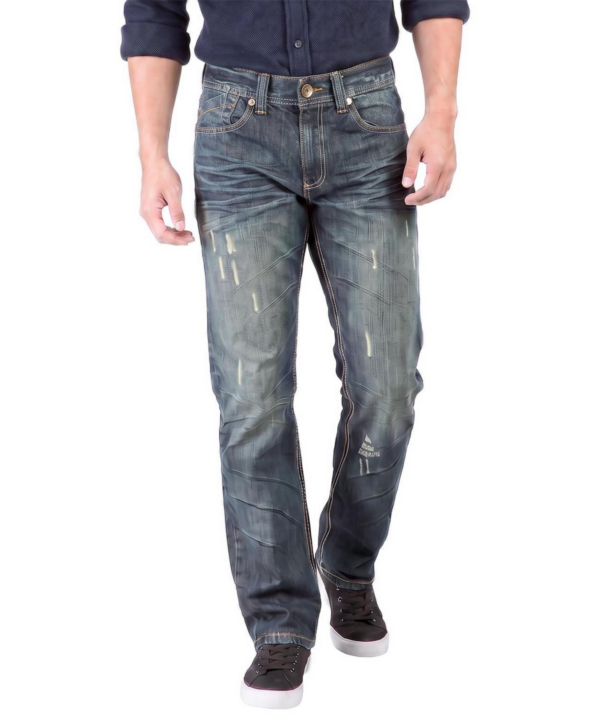 Level 7 Men's Relaxed Straight Handcrafted Vintage Wash Premium Denim Jeans