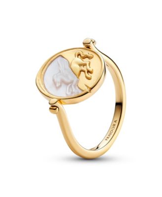 Imitation Pearl Gold-Tone Pegasus Reversible Ring