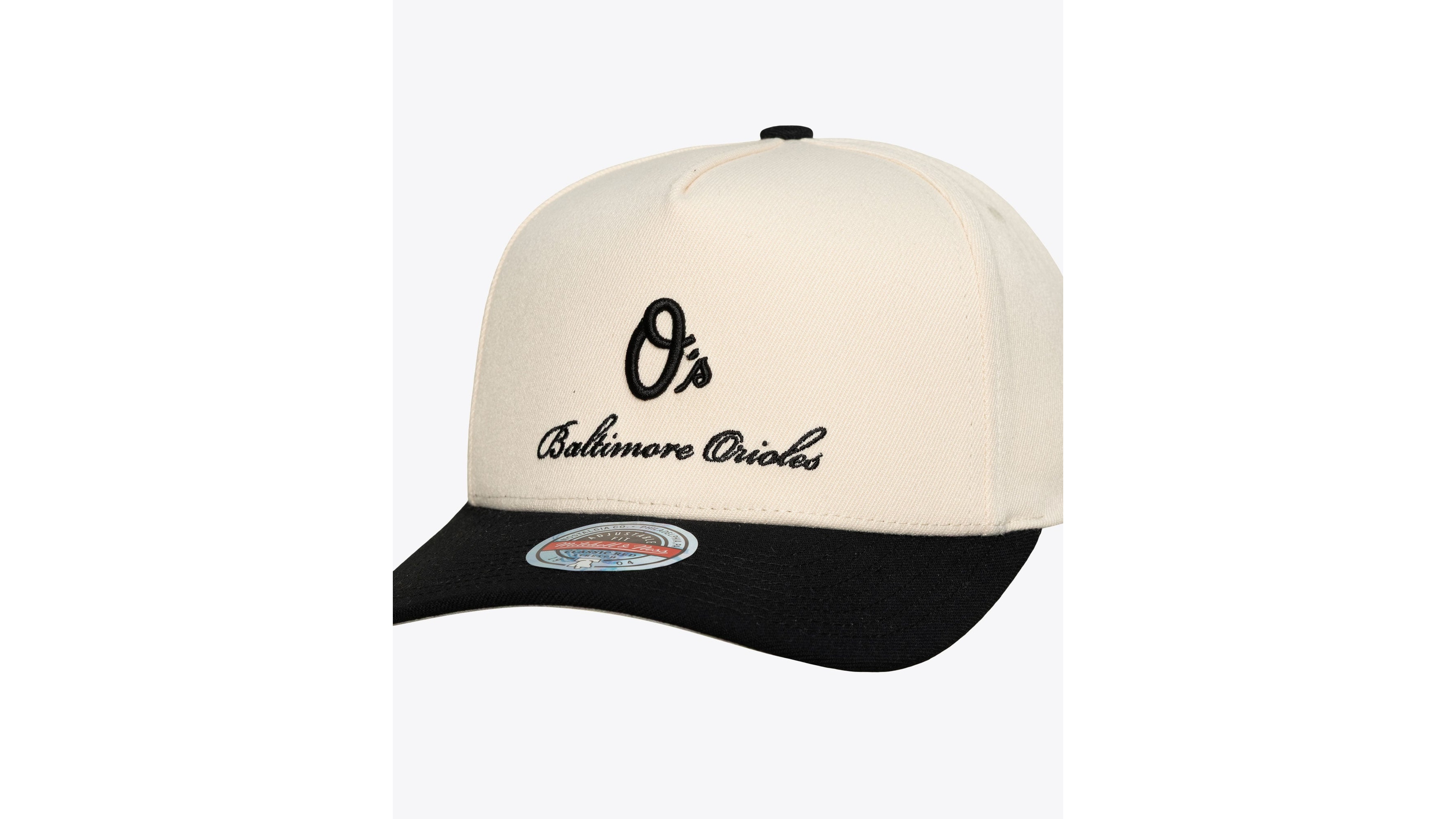 Mitchell & Ness Men's Cream/Black Baltimore Orioles Flawless Stretch Snapback Hat