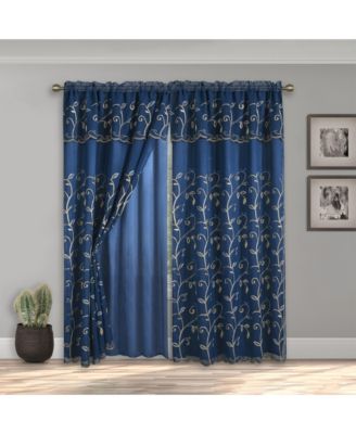 Set of 2 Lucia Curtain Panels Attached Valance