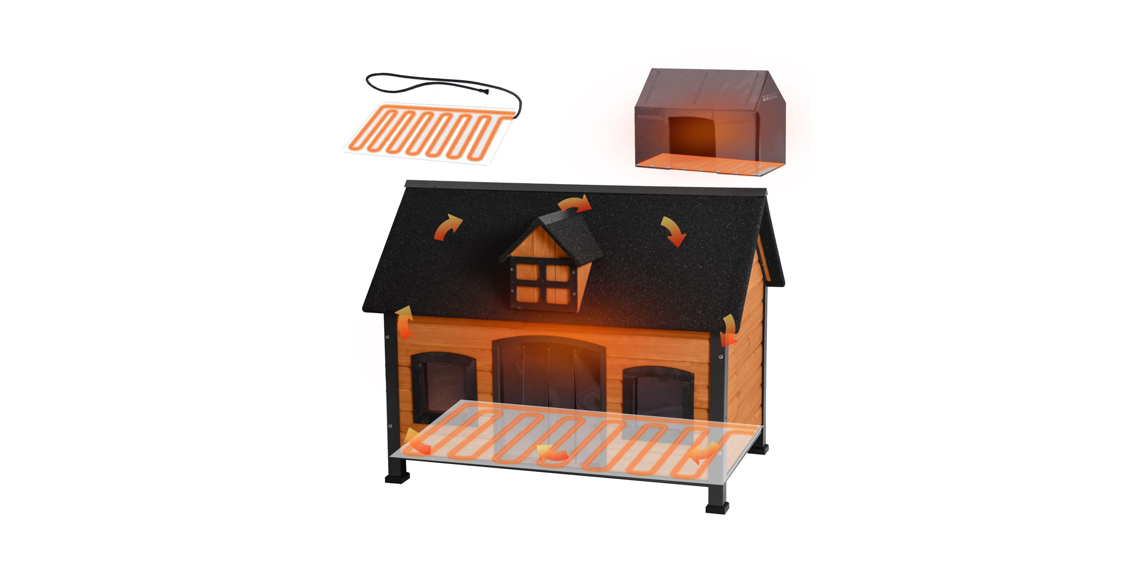 aivituvin Heated Insulated Dog House Outdoor Dog Shelter with Strong Iron Frame
