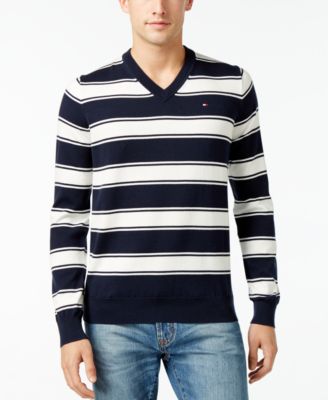 Tommy Hilfiger - Men's Striped V-Neck Sweater