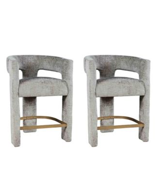 Gwen Modern Luxury Jacquard Fabric Sculpture Counter Stool - Set of 2