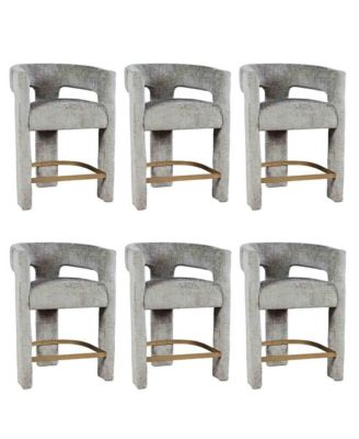 Gwen Modern Luxury Jacquard Fabric Sculpture Counter Stool - Set of 6