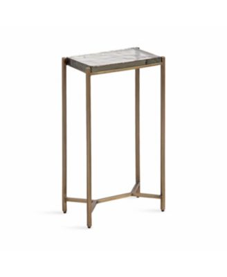 Aguilar Slim Side Table Unique Chunky Glass Tabletop, Use as Mini Table for Small Spaces or Indoor Plant Stand