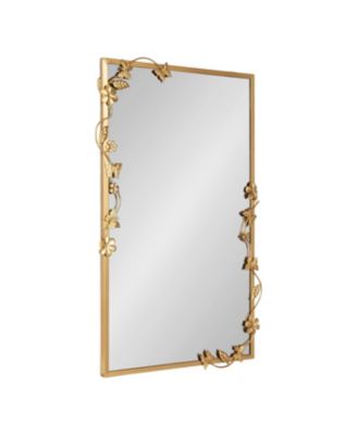 Rosella Floral Rectangular Mirror Metal, Decorative Rectangular Bathroom Mirror for Over Sink