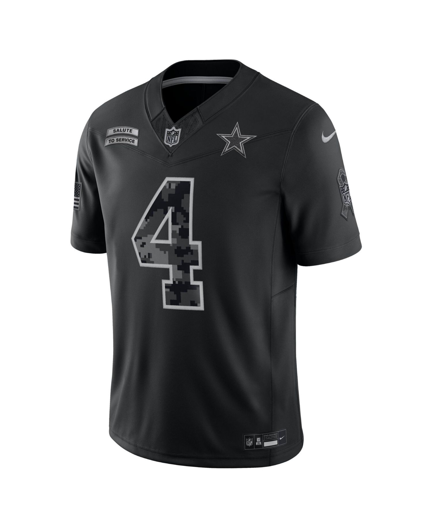 Men's Dak Prescott Black Dallas Cowboys 2026 Salute to Service Limited Jersey