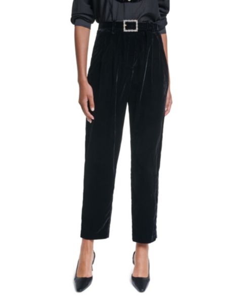 Женские брюки KARL LAGERFELD PARIS Velvet Skinny Ankle, цвет: Чёрный