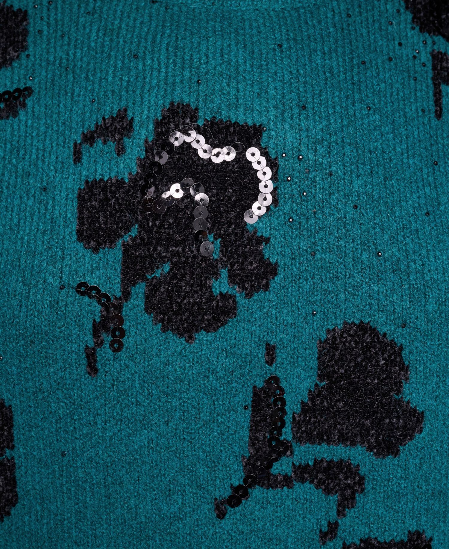 Petite Floral-Sequin Crewneck Sweater