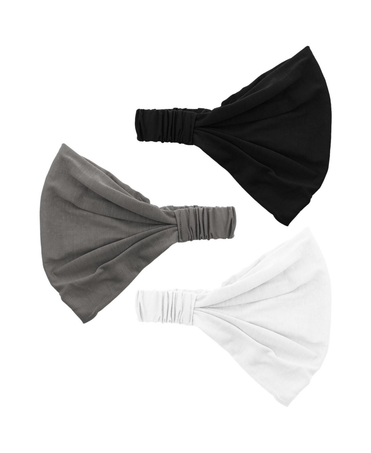 Peneyon 3 Pack Wide Boho Yoga Stretchy Cotton Hairbands - Black seasalt white