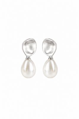 Imitation Pearl Sculptural Bridal Clip-On Drop Earrings