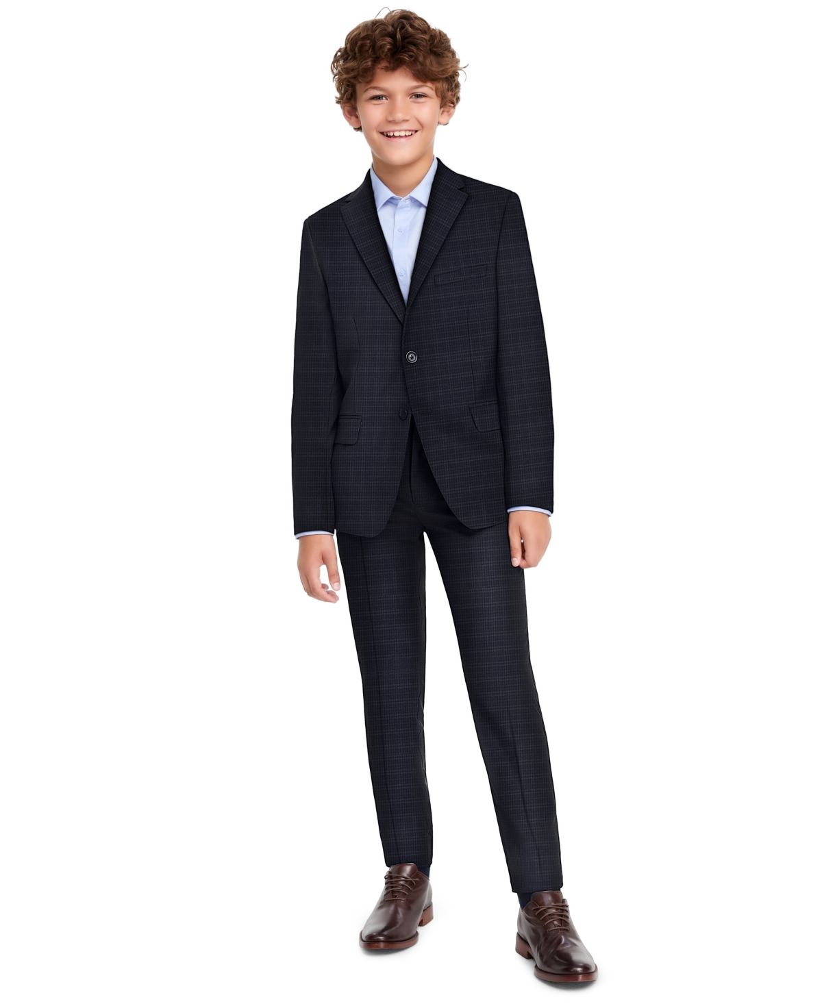 Kenneth Cole Reaction Boys' 8-20 Shadow Che Slim-Fit Two-Button Jacket and Pants, 2-Piece Set - Navy