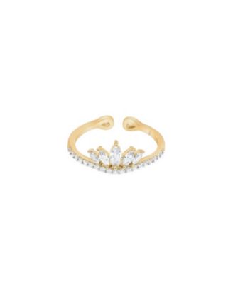 Women's Faith Crystal Crown Adjustable Ring 14k Gold Plated Beautiful Look