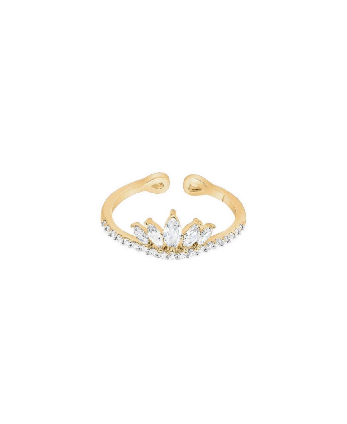 Josh & Chloe Women's Faith Crystal Crown Adjustable Ring 14k Gold Plated Beautiful Look - Gold