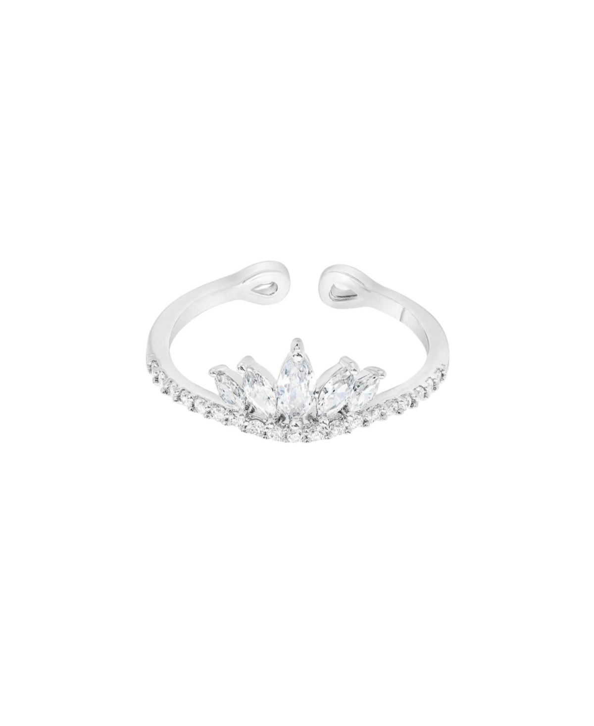 Josh & Chloe Women's Faith Crystal Crown Adjustable Ring 14k Gold Plated Beautiful Look - Silver