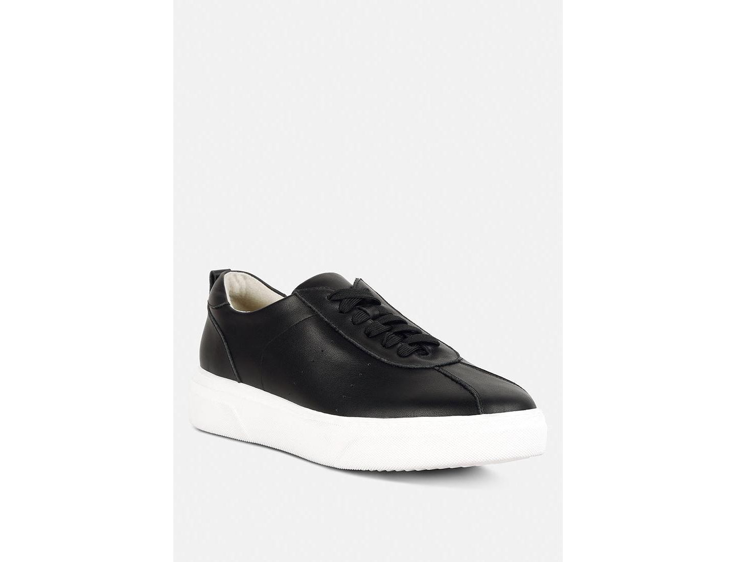 Женские кроссовки Rag & Co Magull Solid Lace Up Leather, цвет: Чёрный — фото 3