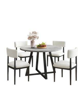 Edo 5-Piece Dining Set, Round Trestle Table and 4 Chairs